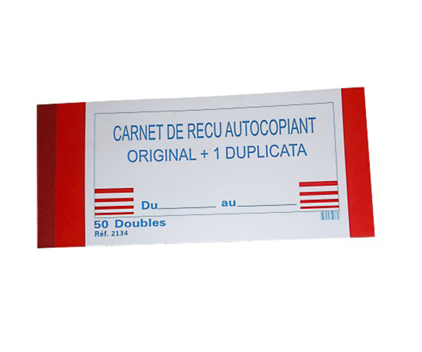CARNET DE RECU AUTOCOPIANT FACTURIER A6