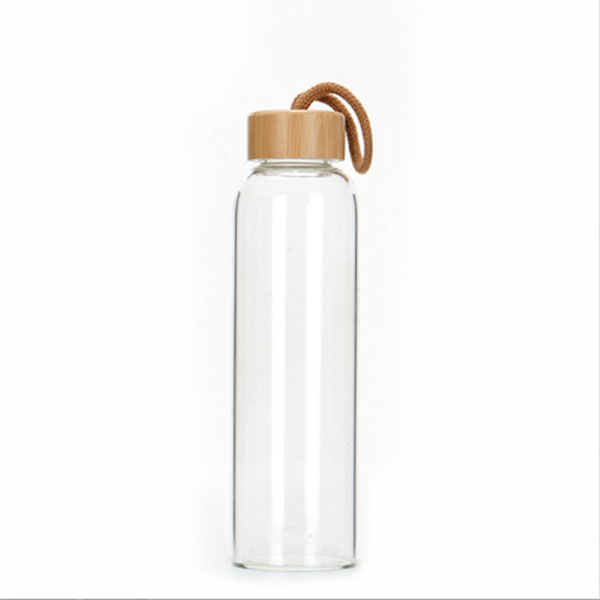 Gourde en verre couvercle en bois 600ml BT23