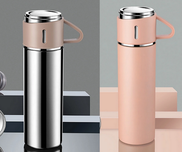 GOURDE ISOTHERMIQUE + 3 TASSE AVEC COFFRET PERSONALISABLE 500ml