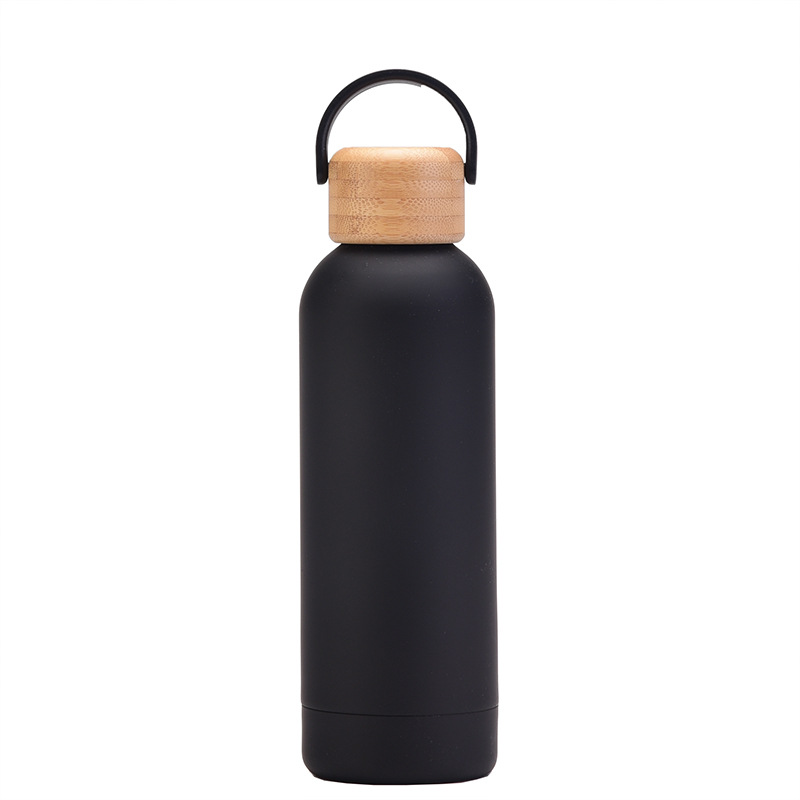 Gourde Nouvelle Couvercle en Bois 500ml BT15 Noir