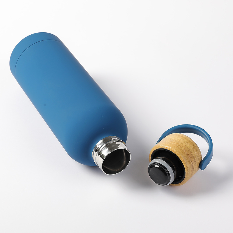 Gourde Nouvelle Couvercle en Bois 500ml BT17 Blue