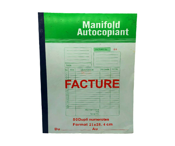 MANIFOLD AUTOCOPIANT, 50 DUPLI NUMROTES, FORMAT 21 x 28.4cm