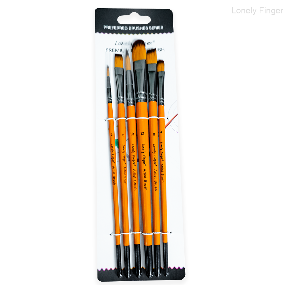 PINCEAU BICOLOR JAUNE NOIR PQT DE 4 PLAT + 2 FIN