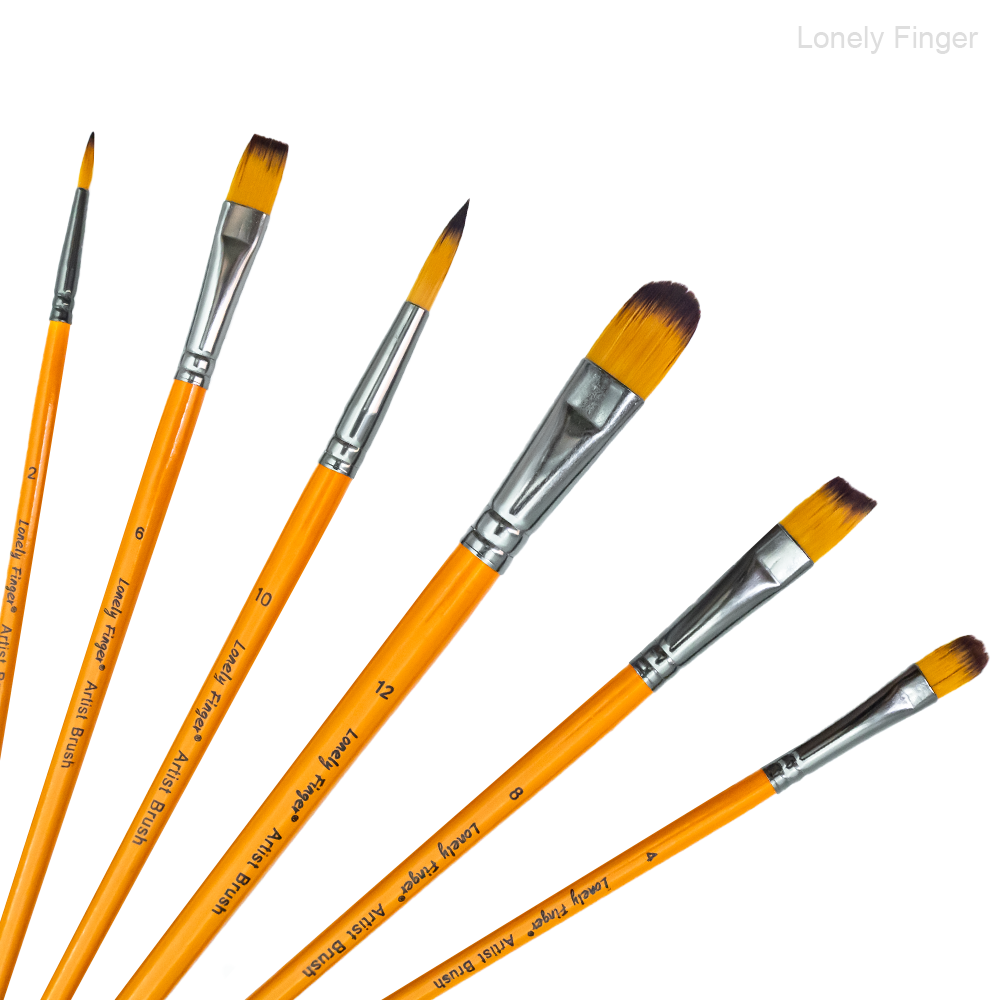 PINCEAU BICOLOR JAUNE NOIR PQT DE 4 PLAT + 2 FIN